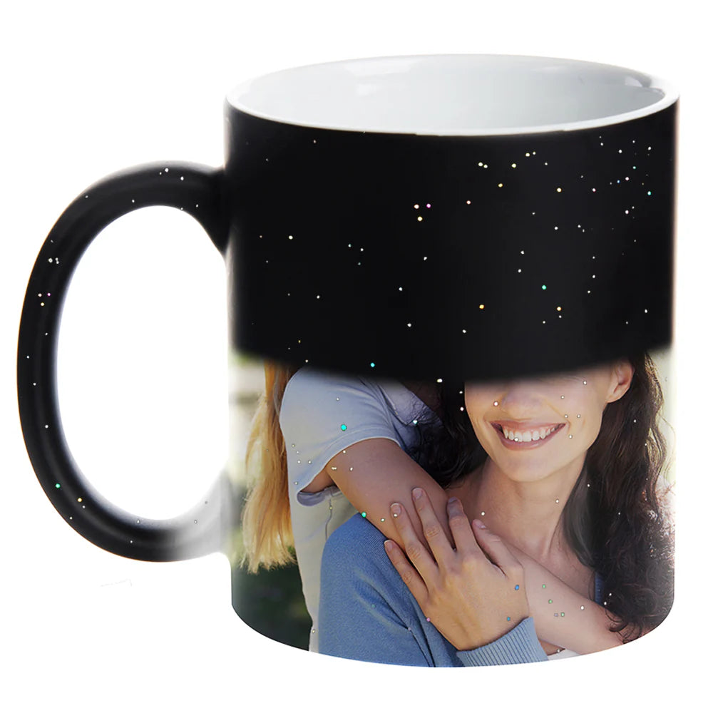 Cană Termosensibilă Model Exterior Sclipici + Cutie Cadou