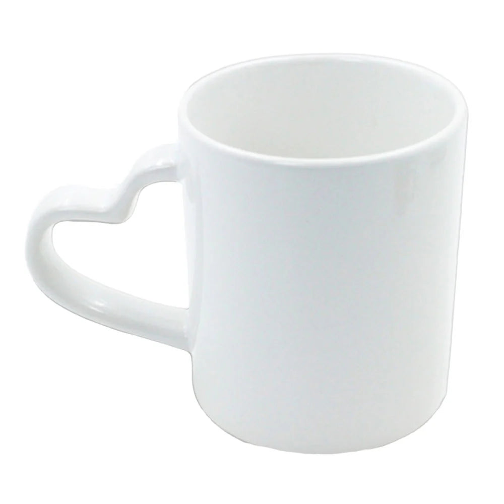 Cană Albă Mâner Inimă Sublimare + Cutie Cadou